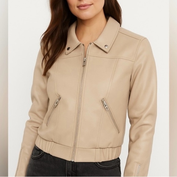 Blank NYC Jackets & Blazers - BlankNYC Faux Soft Leather Bomber Jacket, On Me Cream, Womens size Small